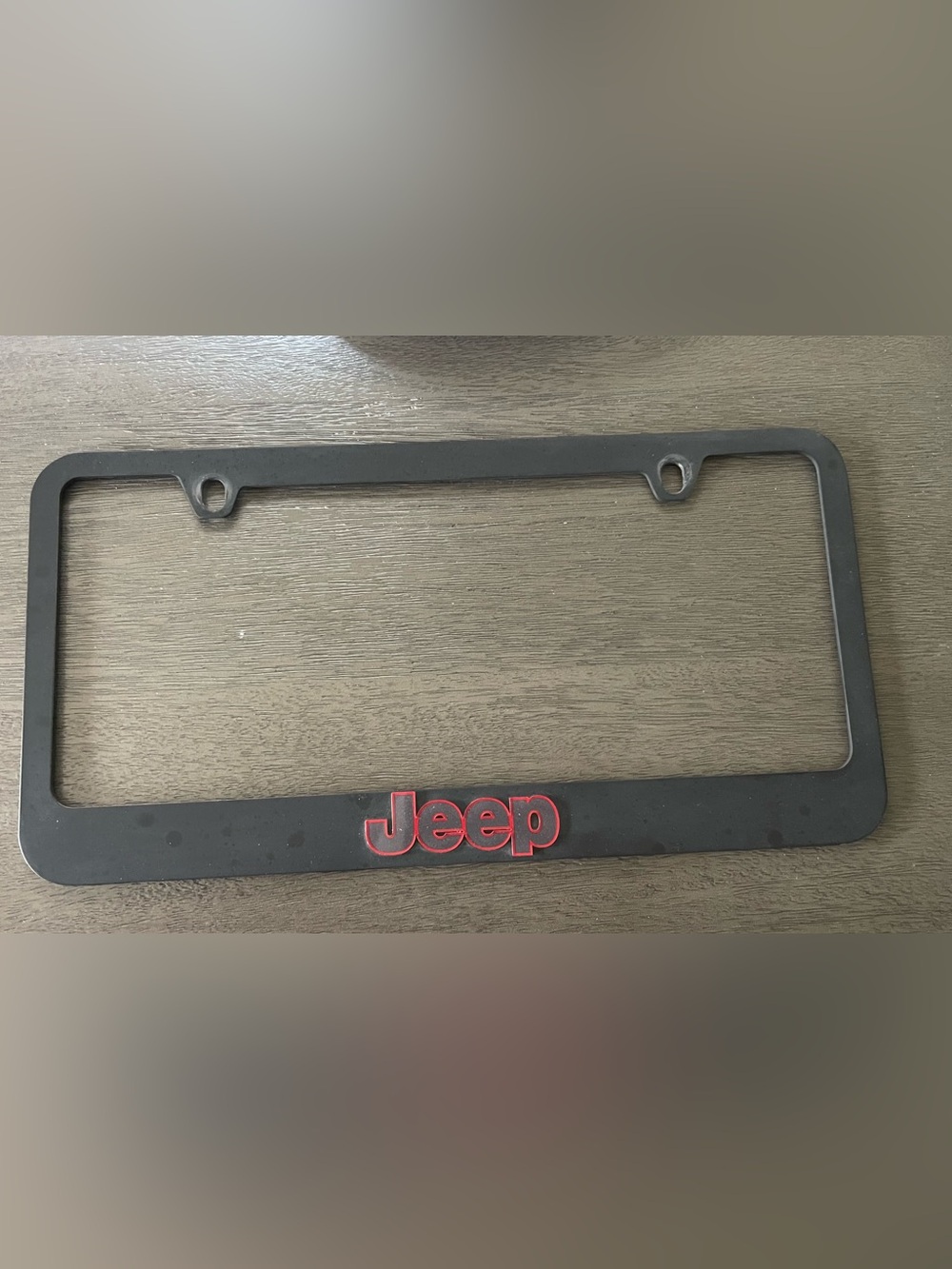 Jeep Black License Plate Frame with Red Logo Accent